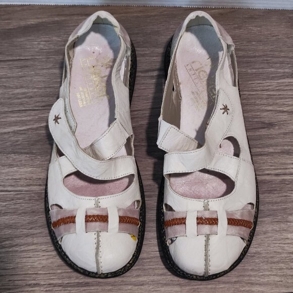 Rieker Comfort closed toe flat sandals leather cream women's size EU 40 US 9 - Picture 4 of 8